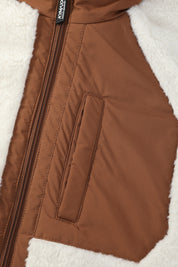 Doudoune polaire écrue et camel homme à capuche DUFFY