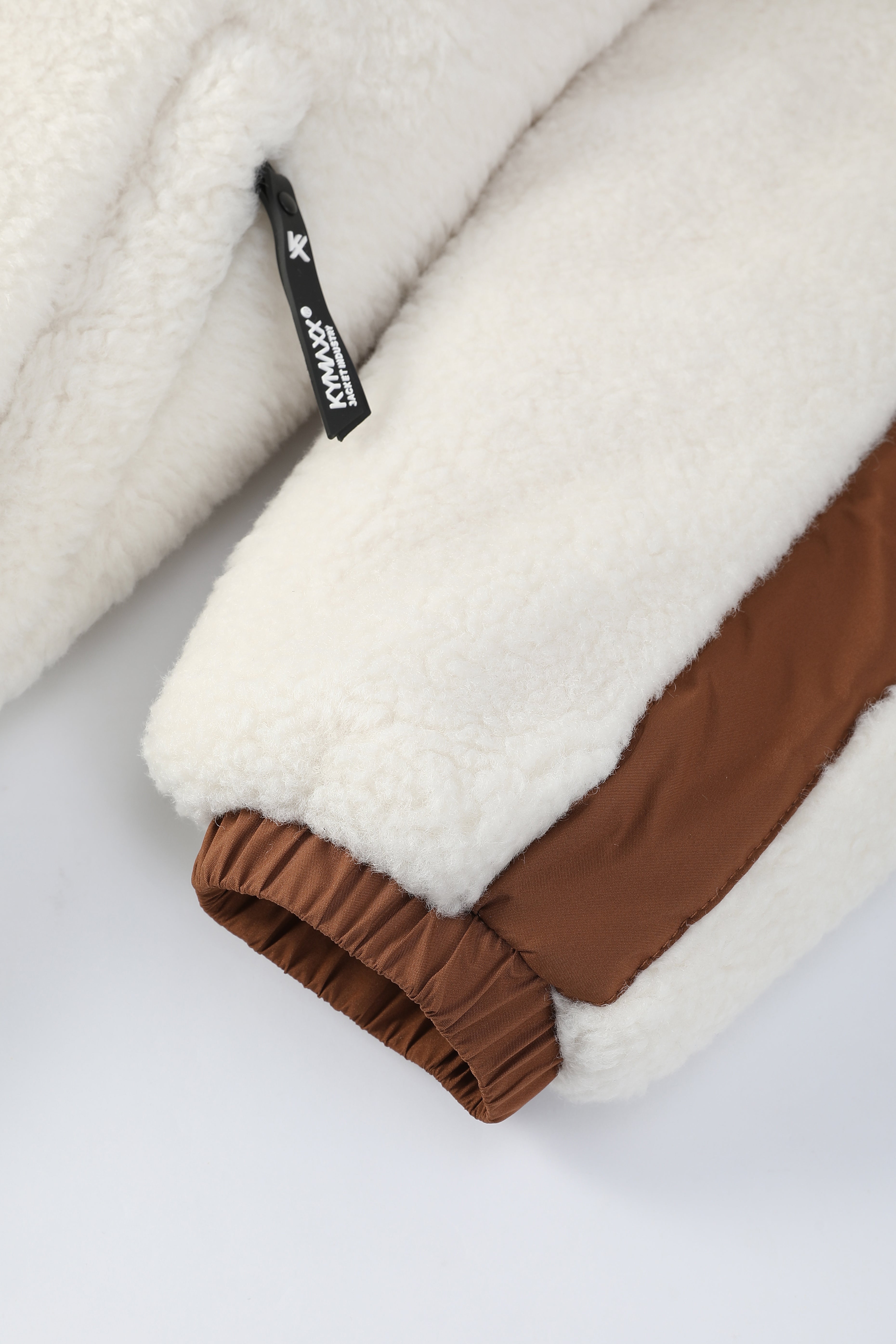 Doudoune polaire écrue et camel homme à capuche DUFFY