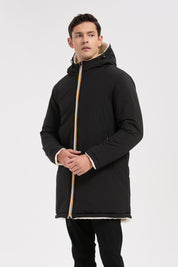 Parka réversible noire homme à capuche effet mouton RAYMOND