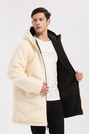 Parka réversible noire homme à capuche effet mouton RAYMOND