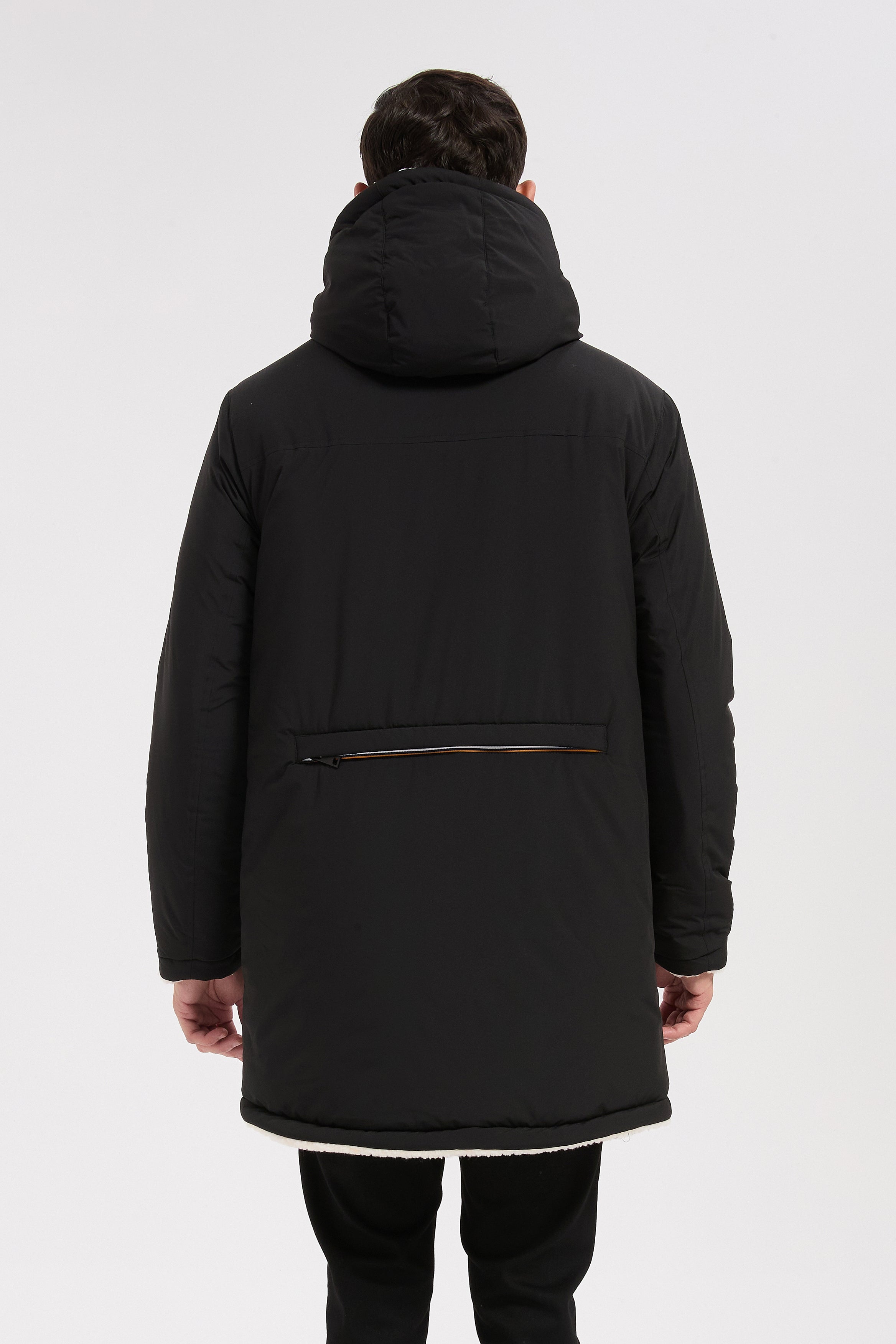 Parka réversible noire homme à capuche effet mouton RAYMOND