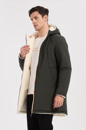 Parka réversible kaki homme à capuche effet mouton RAYMOND