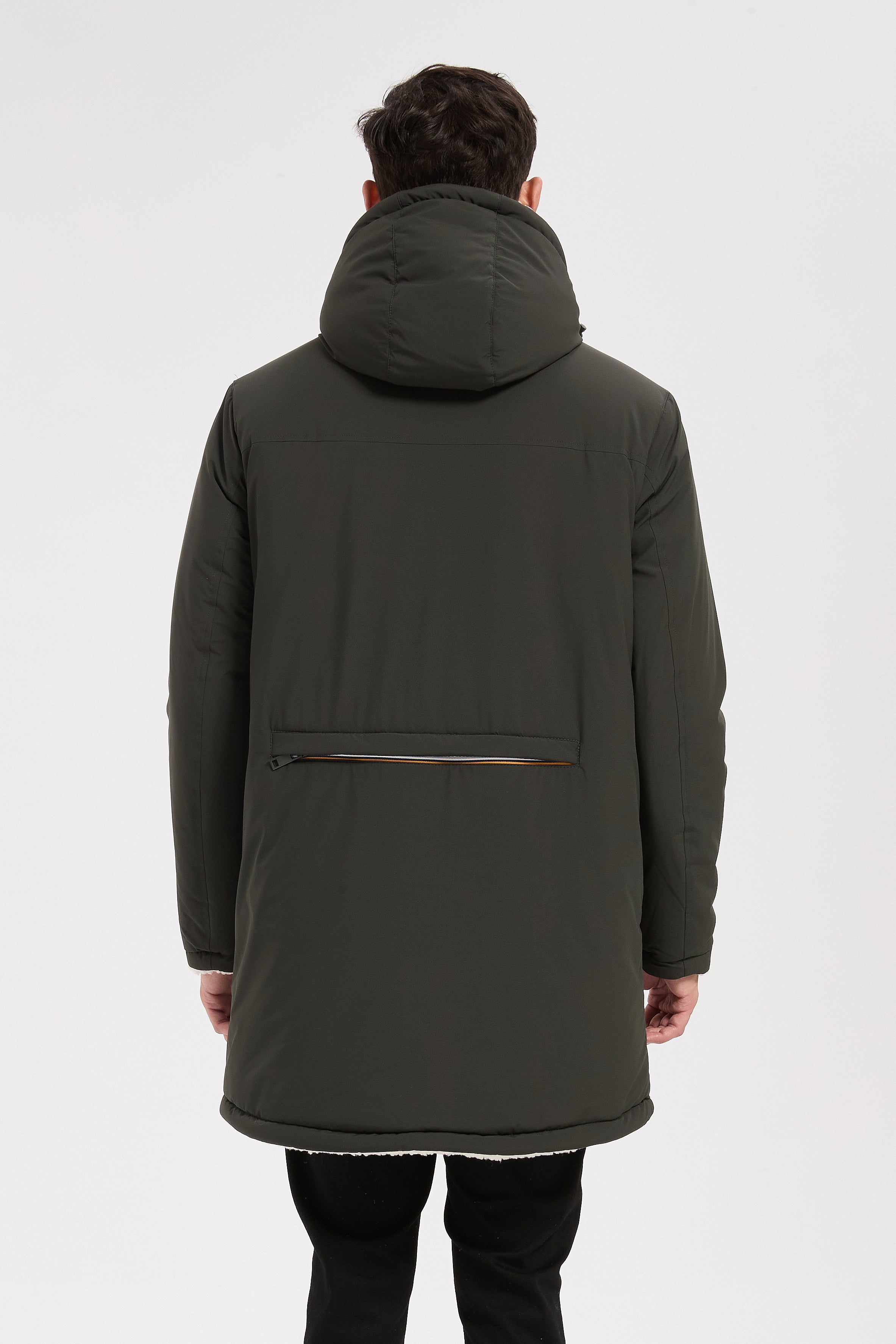Parka réversible kaki homme à capuche effet mouton RAYMOND