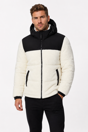 Doudoune matelassée effet sherpa écrue et noire HERMAN