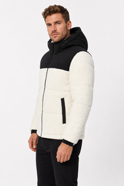 Doudoune matelassée effet sherpa écrue et noire HERMAN