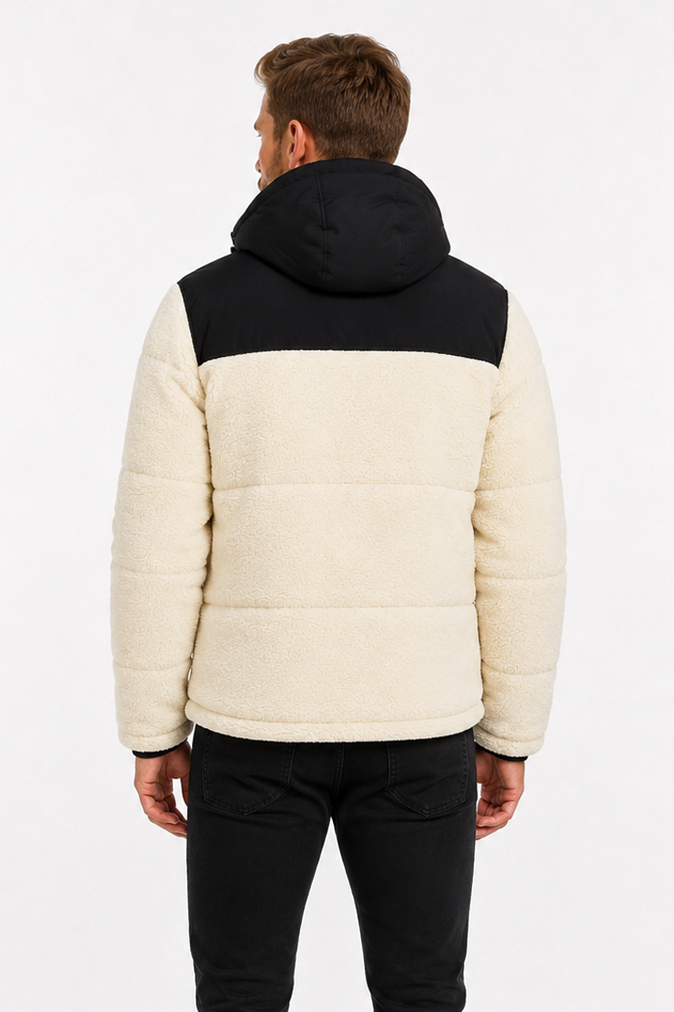 Doudoune matelassée effet sherpa écrue et noire HERMAN