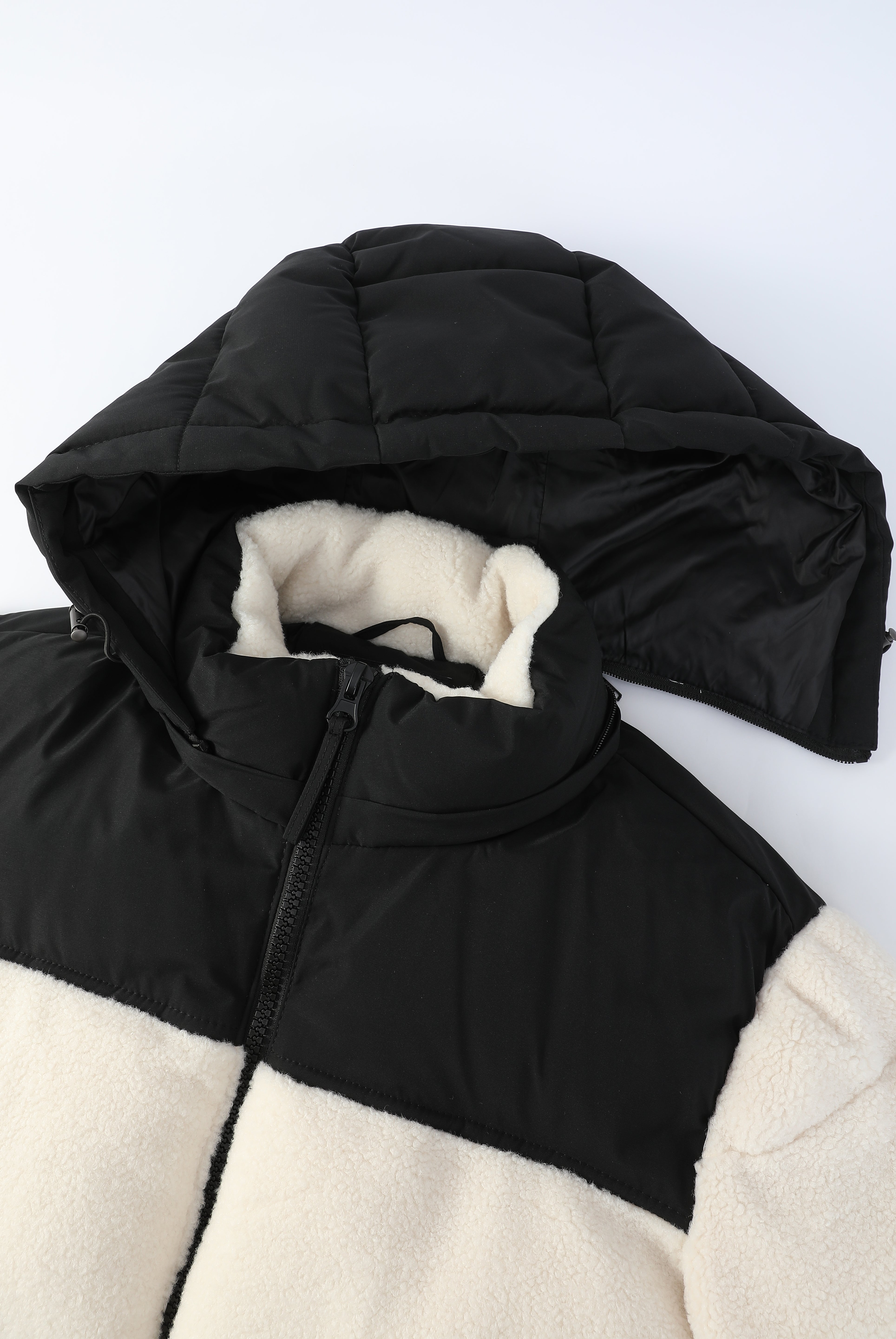 Doudoune matelassée effet sherpa écrue et noire HERMAN