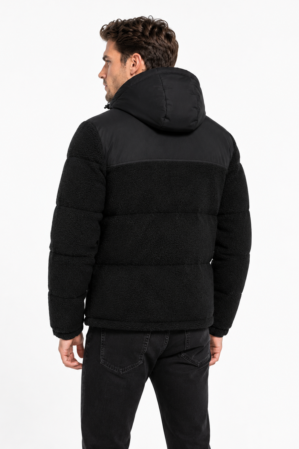 Doudoune matelassée effet sherpa noire HERMAN