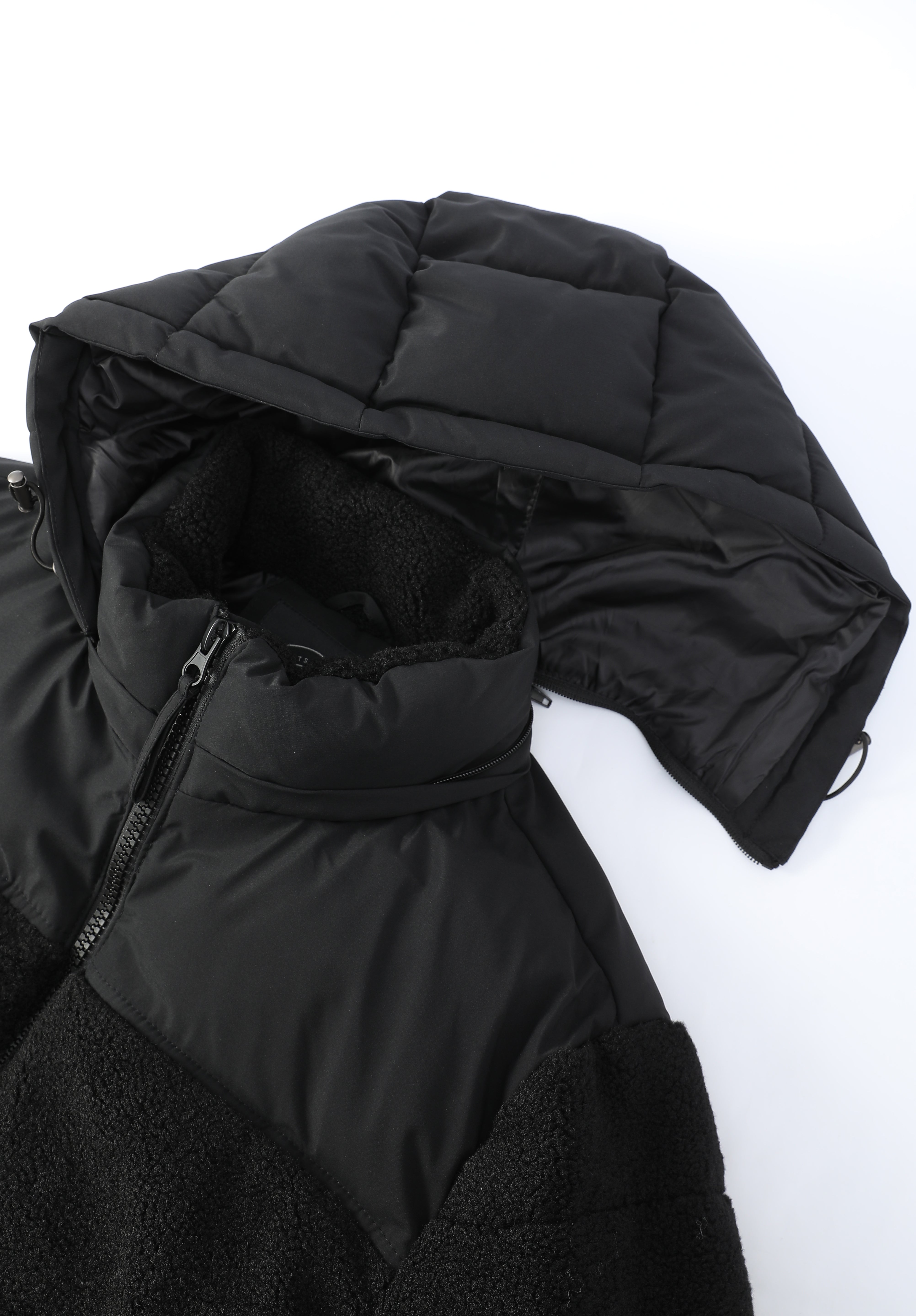 Doudoune matelassée effet sherpa noire HERMAN