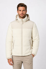 Doudoune matelassée effet sherpa écrue et beige HERMAN