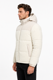 Doudoune matelassée effet sherpa écrue et beige HERMAN
