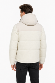 Doudoune matelassée effet sherpa écrue et beige HERMAN