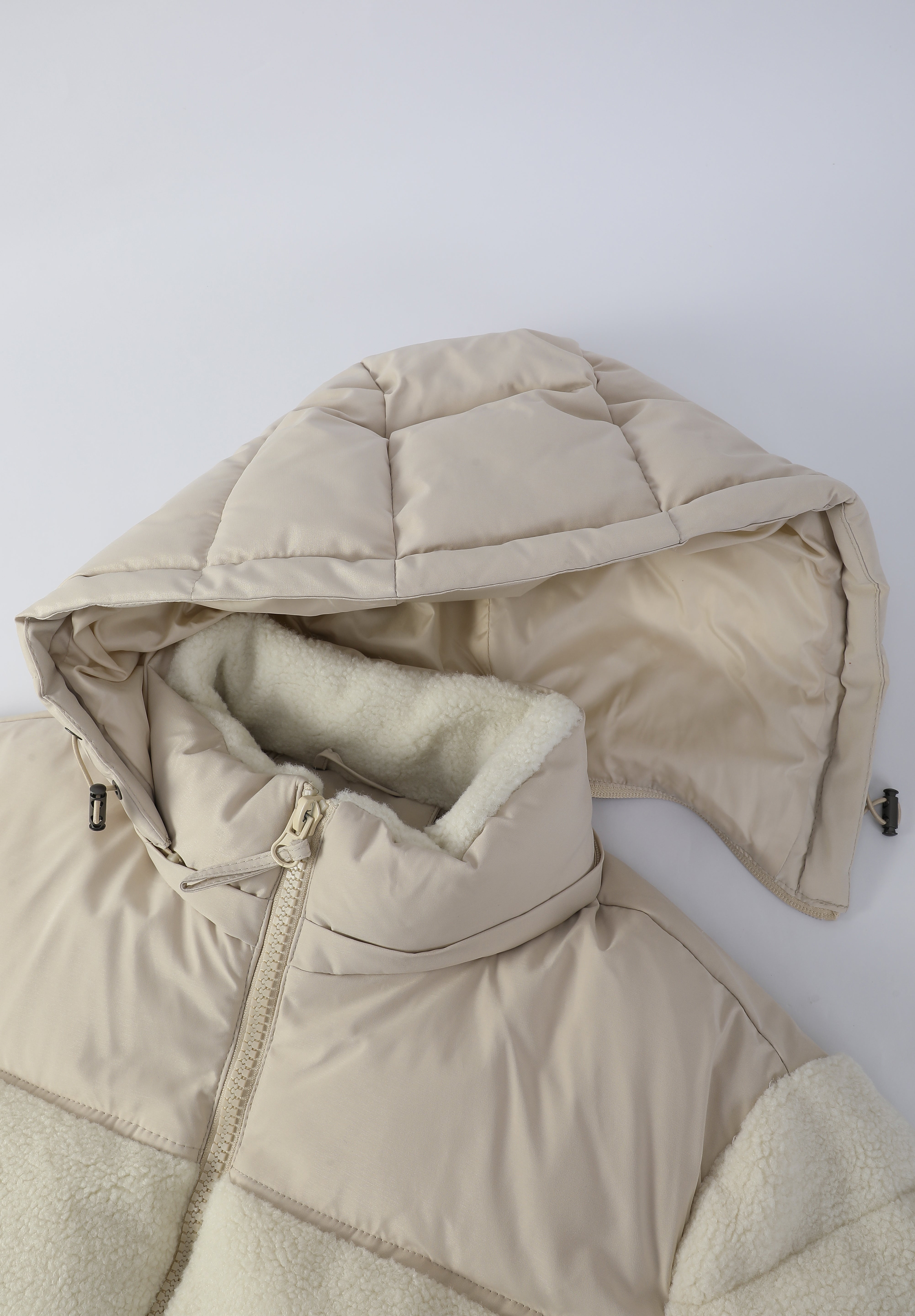 Doudoune matelassée effet sherpa écrue et beige HERMAN