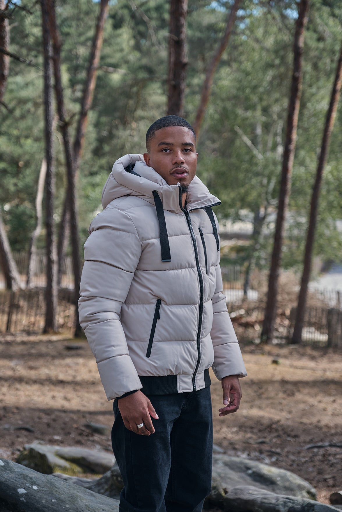 Doudoune beige homme à capuche MARC