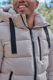 Doudoune beige homme à capuche MARC