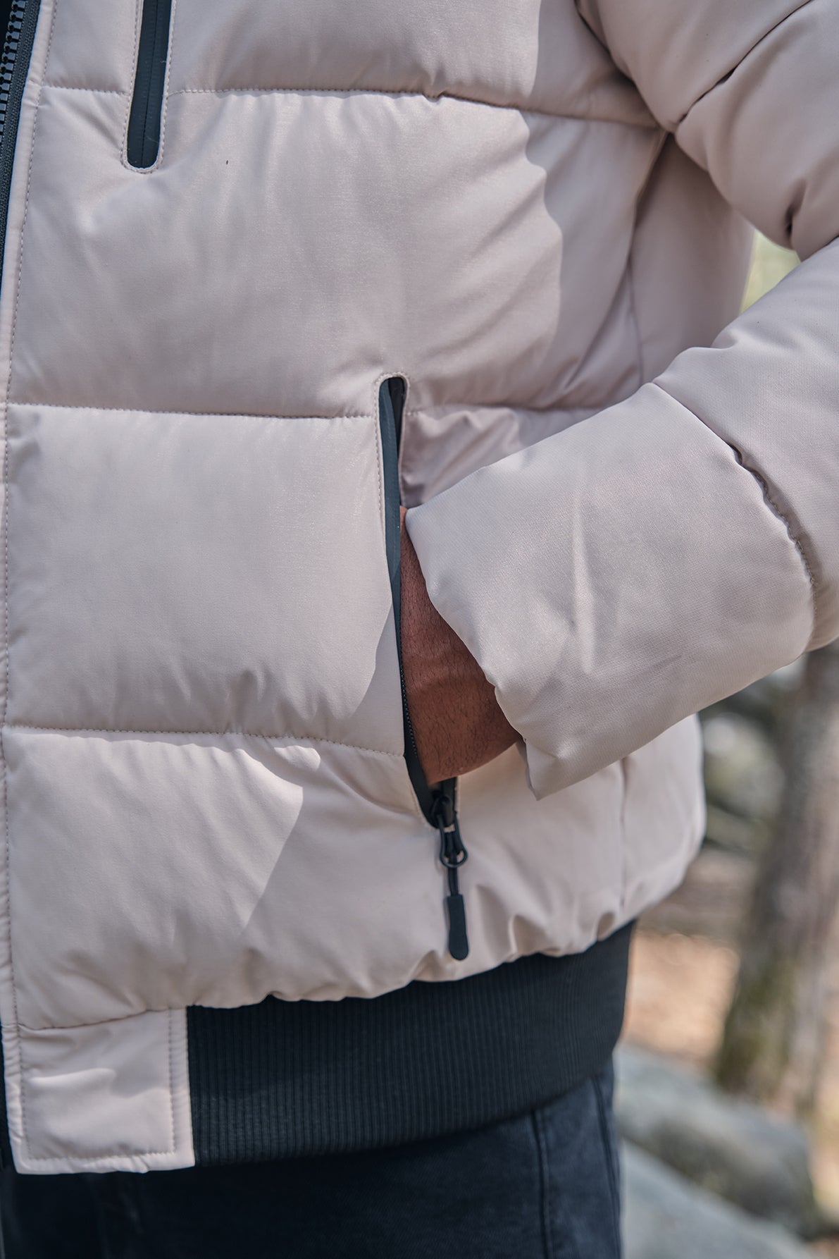 Doudoune beige homme à capuche MARC