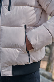 Doudoune beige homme à capuche MARC