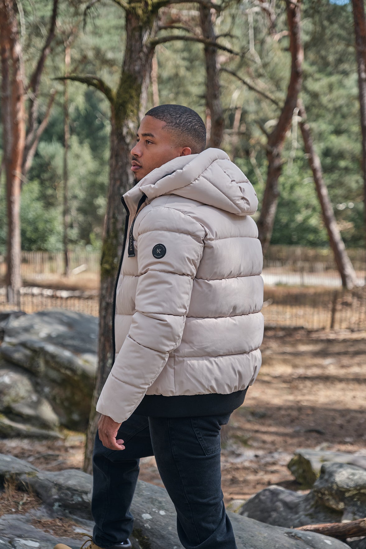 Doudoune beige homme à capuche MARC