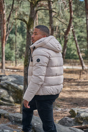 Doudoune beige homme à capuche MARC