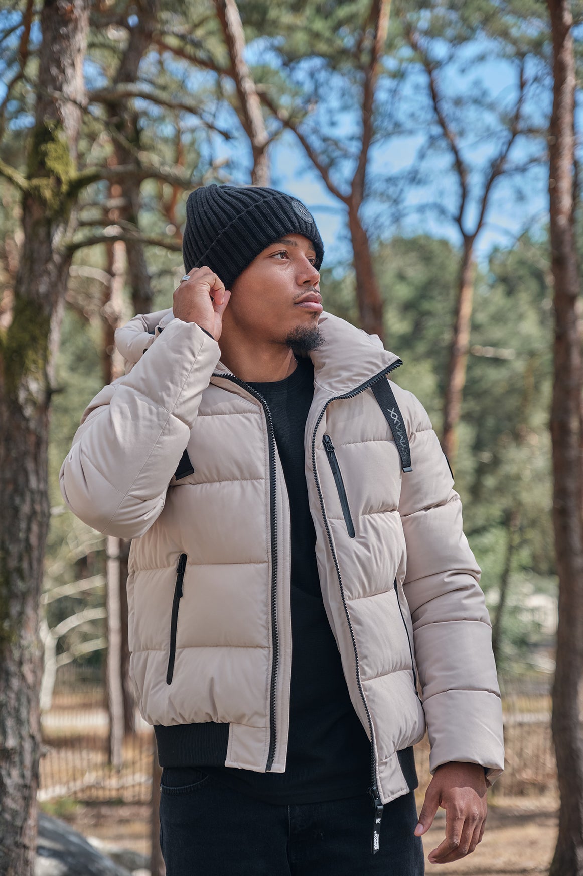 Doudoune beige homme à capuche MARC