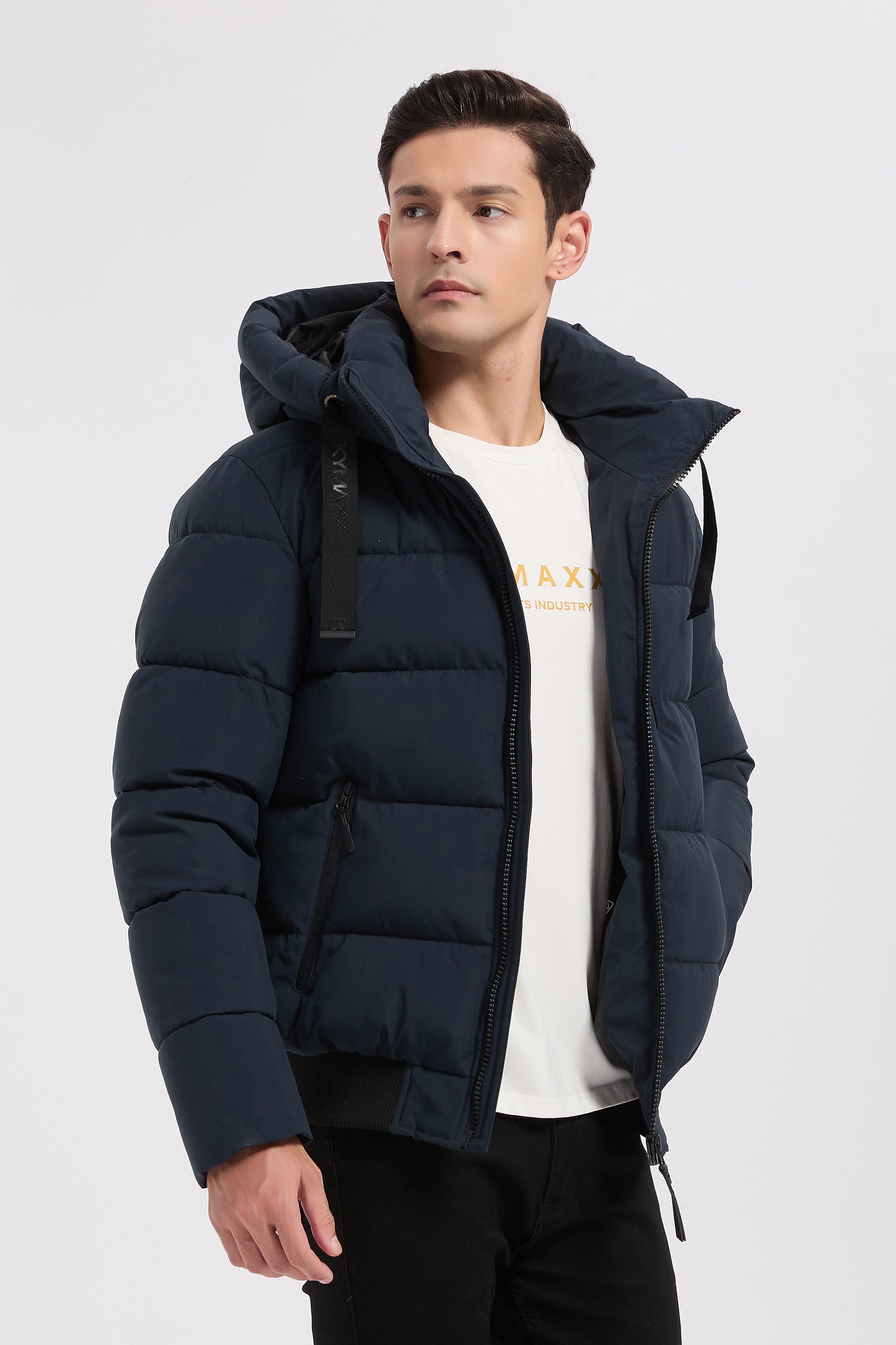 Doudoune bleu marine homme à capuche MARC