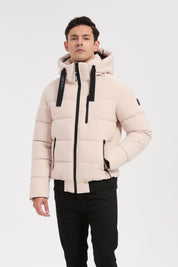 Doudoune beige homme à capuche MARC