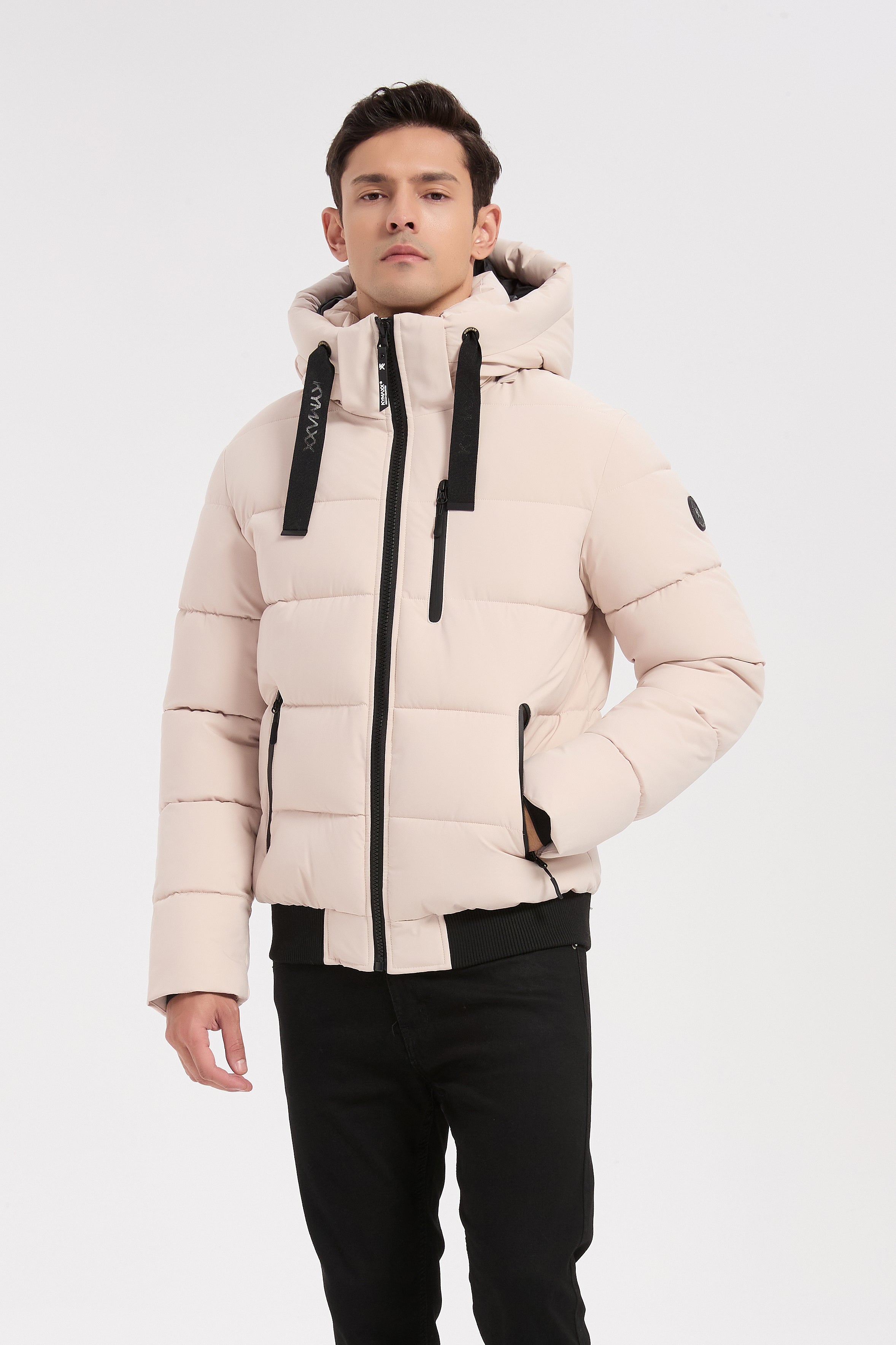Doudoune beige homme à capuche MARC