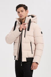 Doudoune beige homme à capuche MARC