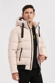 Doudoune beige homme à capuche MARC