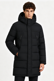 Doudoune longue noire homme à capuche MATTHIEU