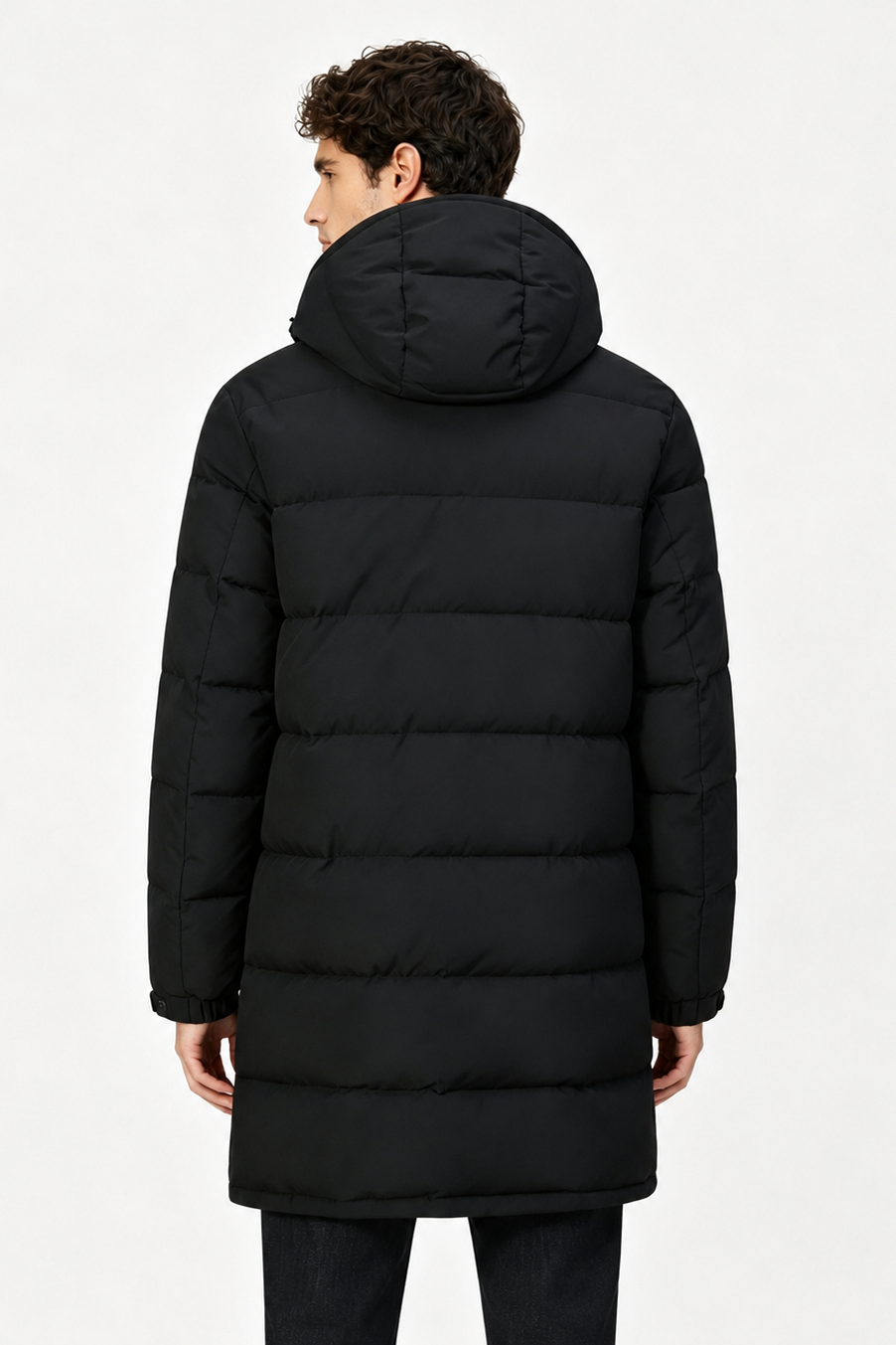Doudoune longue noire homme à capuche MATTHIEU