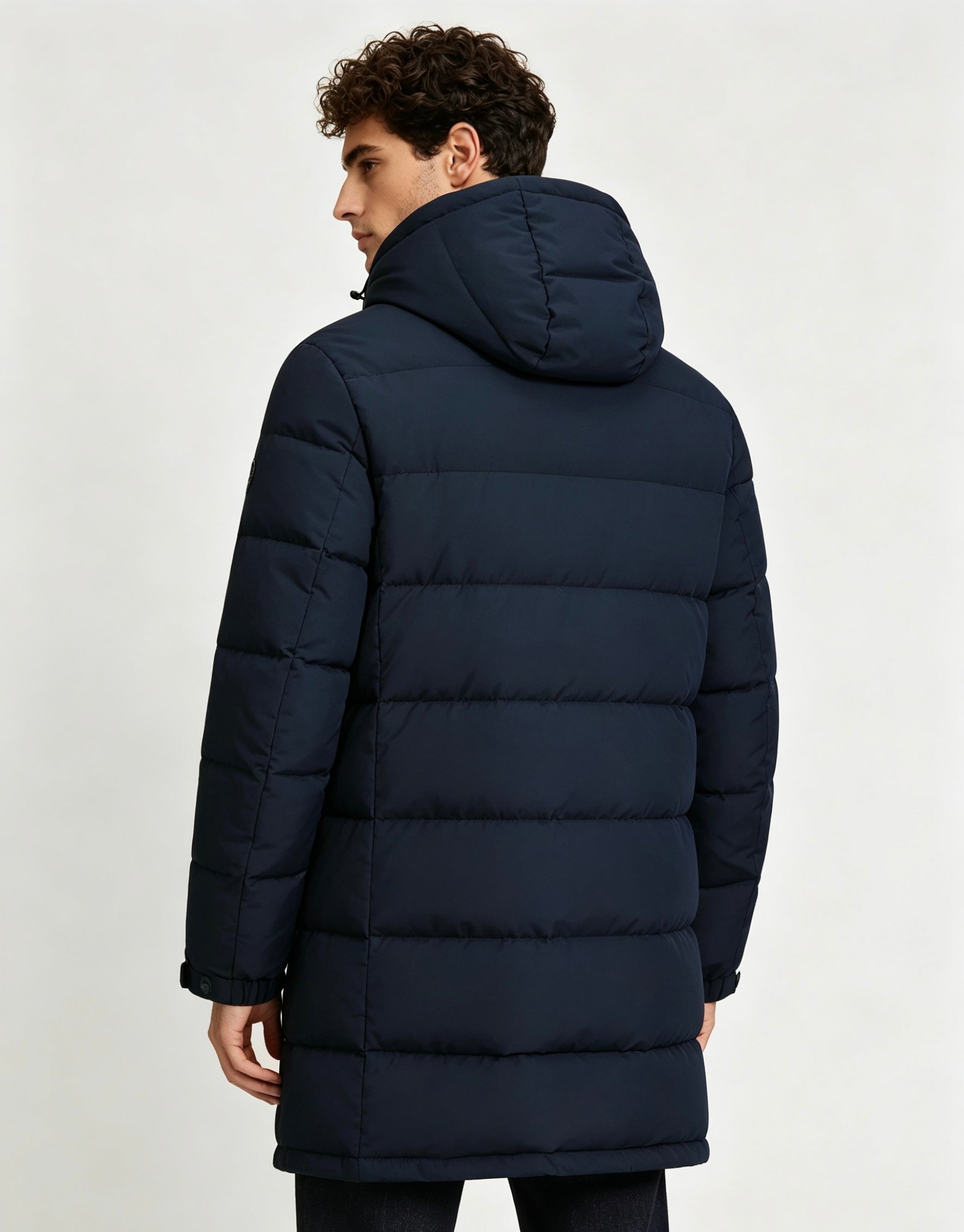 Doudoune longue bleu foncé homme à capuche MATTHIEU