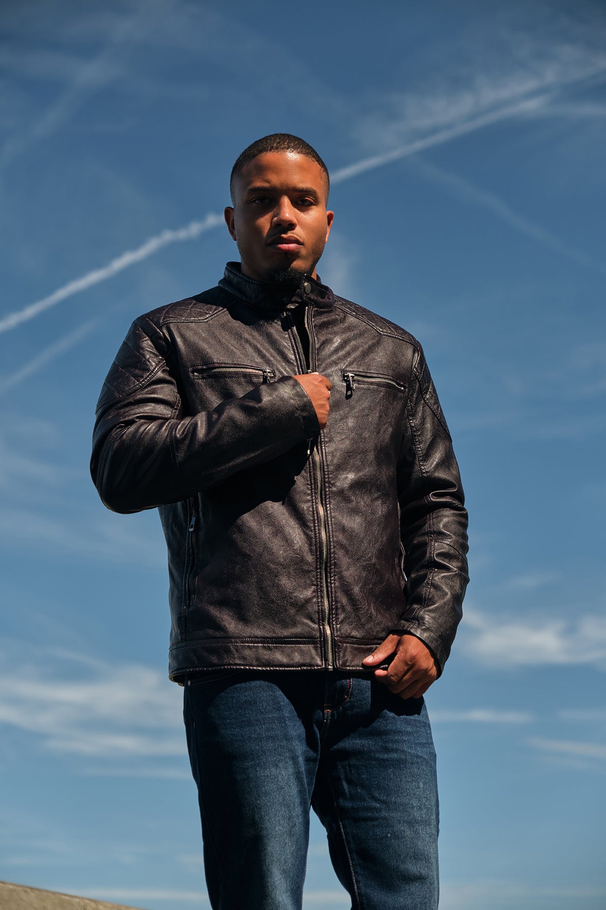 Blouson noir homme similicuir BENTLEY