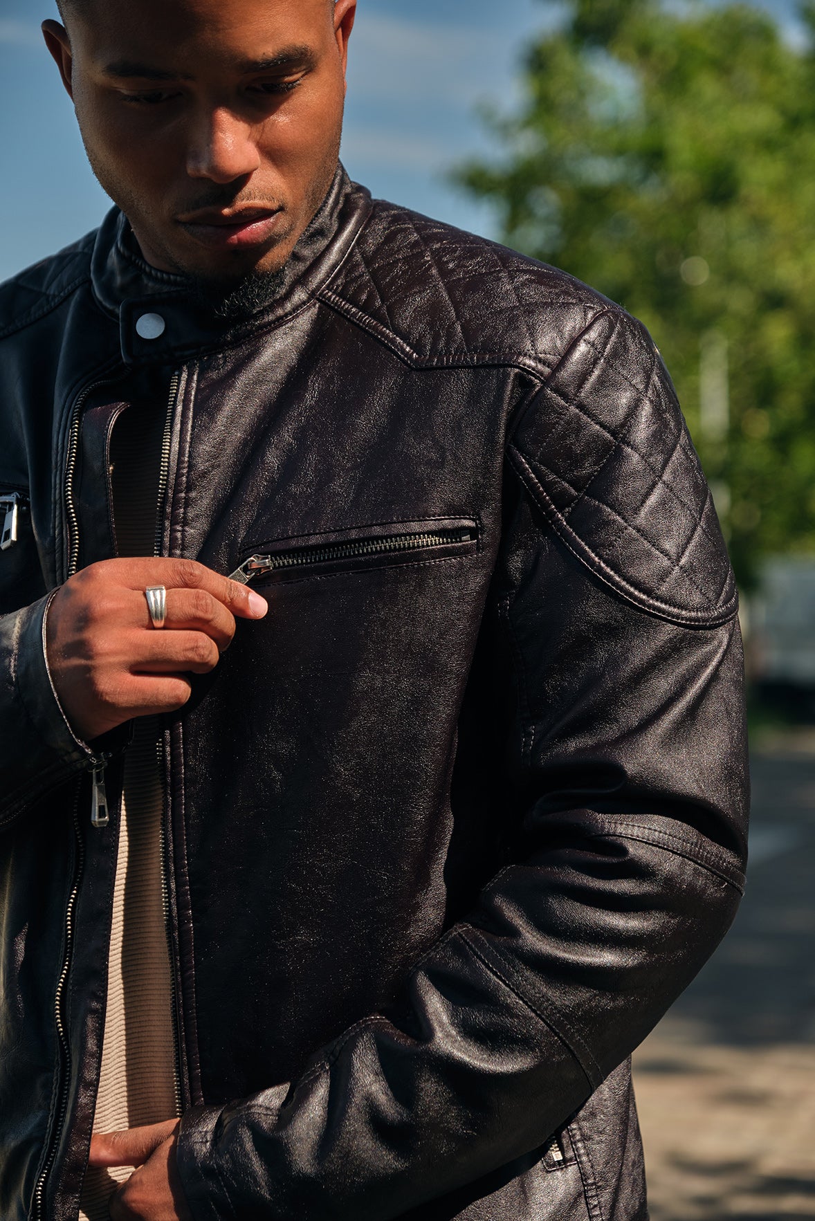 Blouson noir homme similicuir BENTLEY