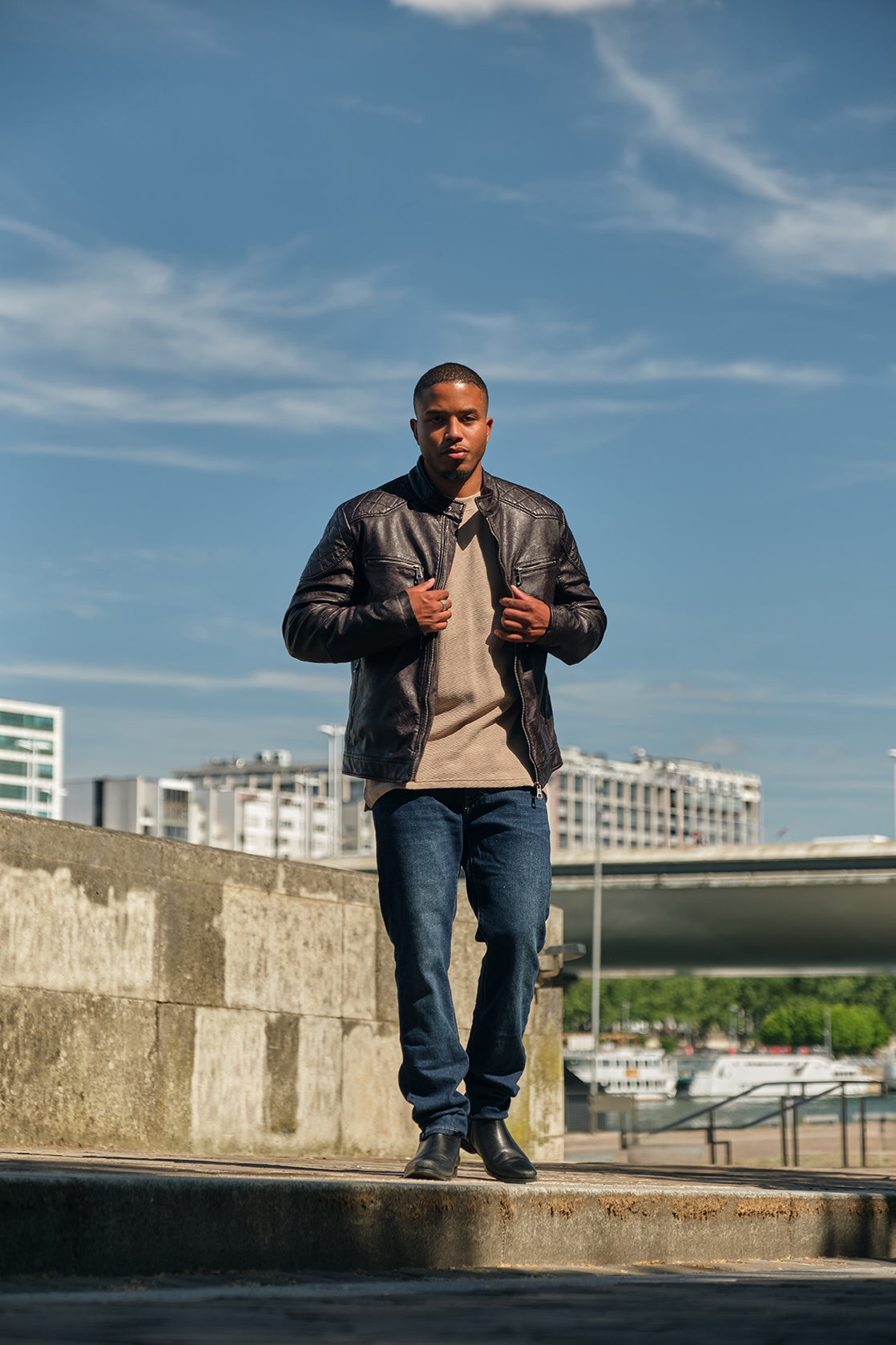 Blouson noir homme similicuir BENTLEY