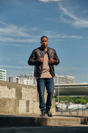 Blouson noir homme similicuir BENTLEY