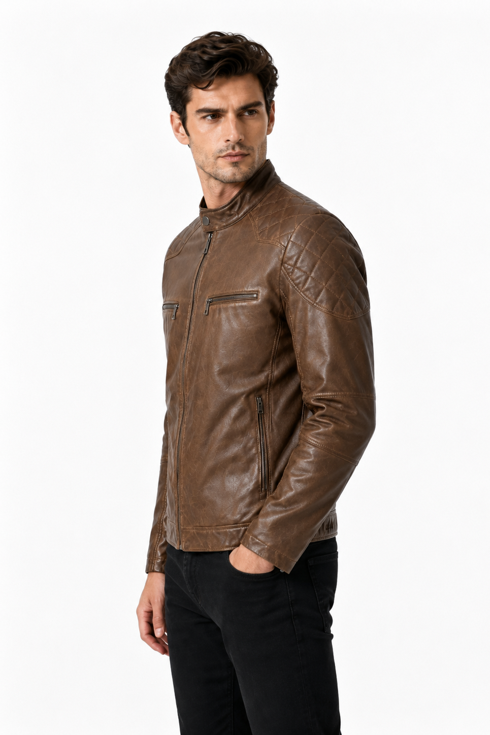 Blouson café homme similicuir BENTLEY