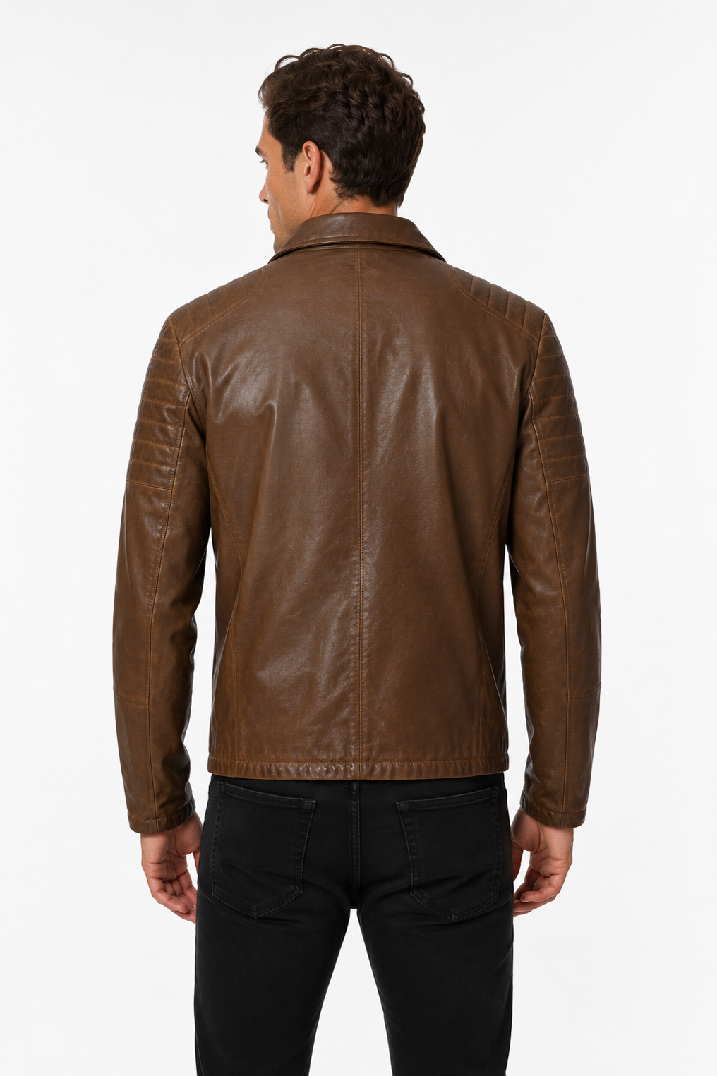 Blouson biker camel similicuir ROLLAND