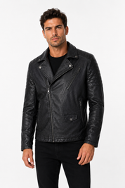 Blouson biker noir similicuir ROLLAND