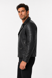 Blouson biker noir similicuir ROLLAND
