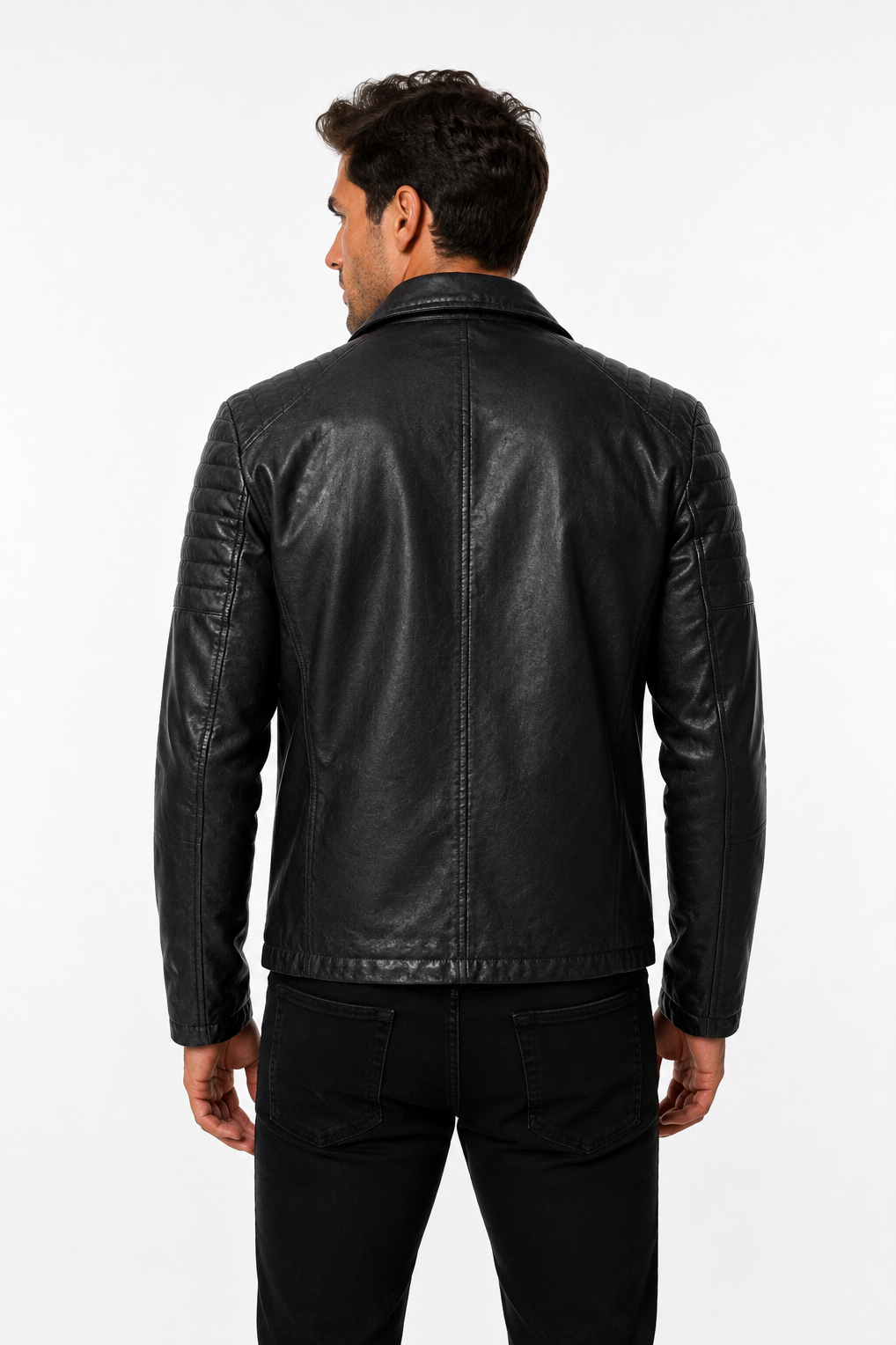 Blouson biker noir similicuir ROLLAND