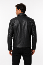 Blouson biker noir similicuir ROLLAND