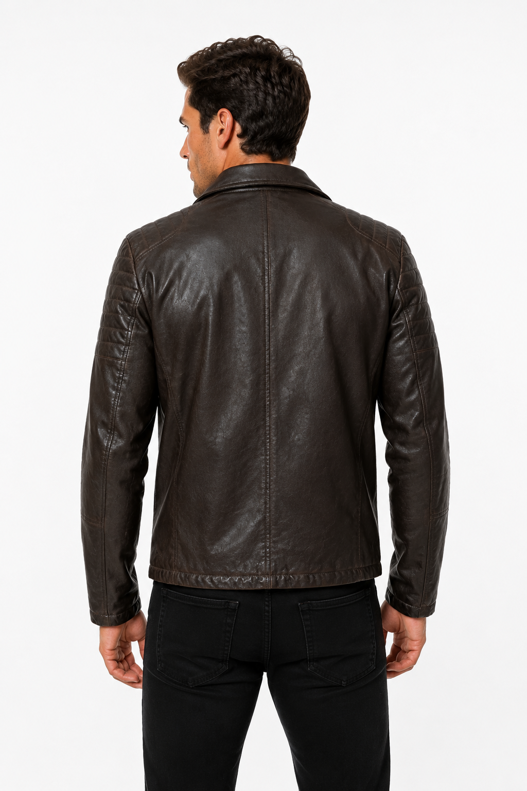 Blouson biker marron similicuir ROLLAND