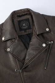 Blouson biker marron similicuir ROLLAND