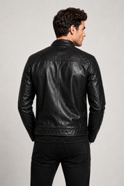 Blouson noir homme similicuir doublé fourrure PATEL