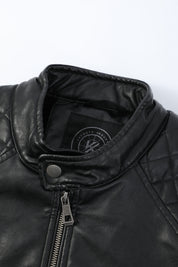 Blouson noir homme similicuir doublé fourrure PATEL