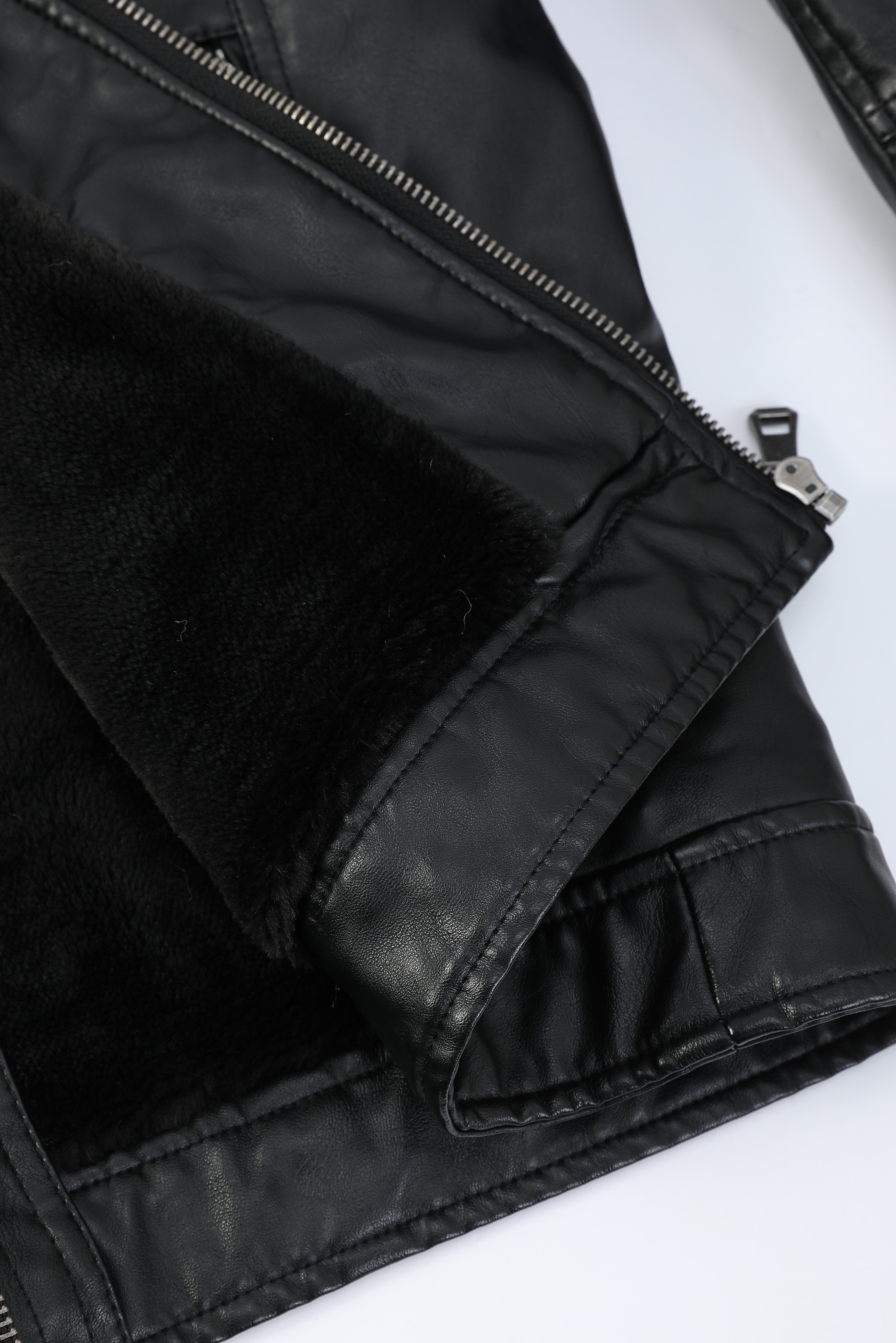 Blouson noir homme similicuir doublé fourrure PATEL