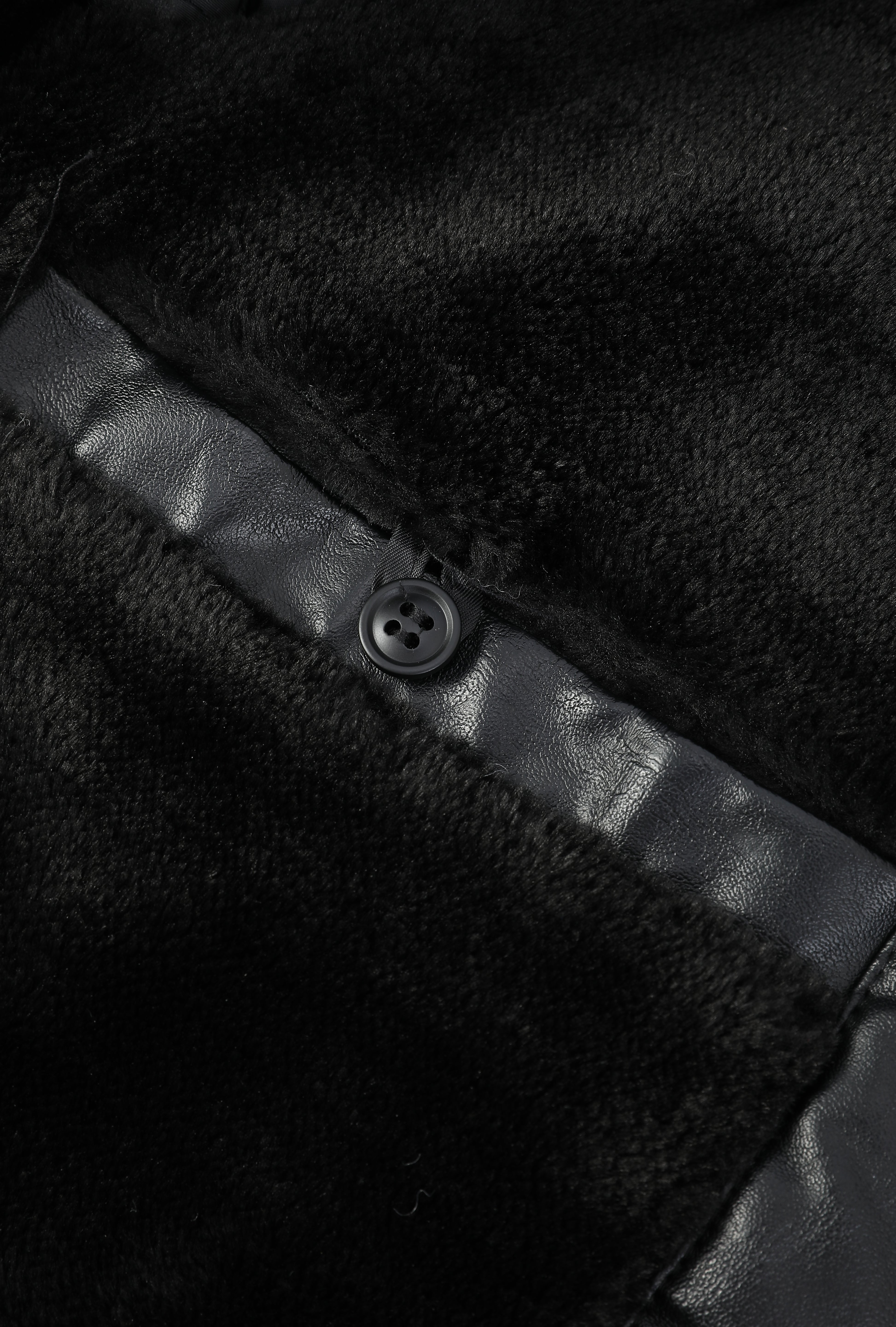 Blouson noir homme similicuir doublé fourrure PATEL
