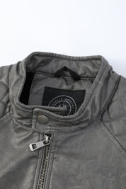 Blouson gris foncé homme similicuir doublé fourrure PATEL