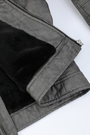 Blouson gris foncé homme similicuir doublé fourrure PATEL